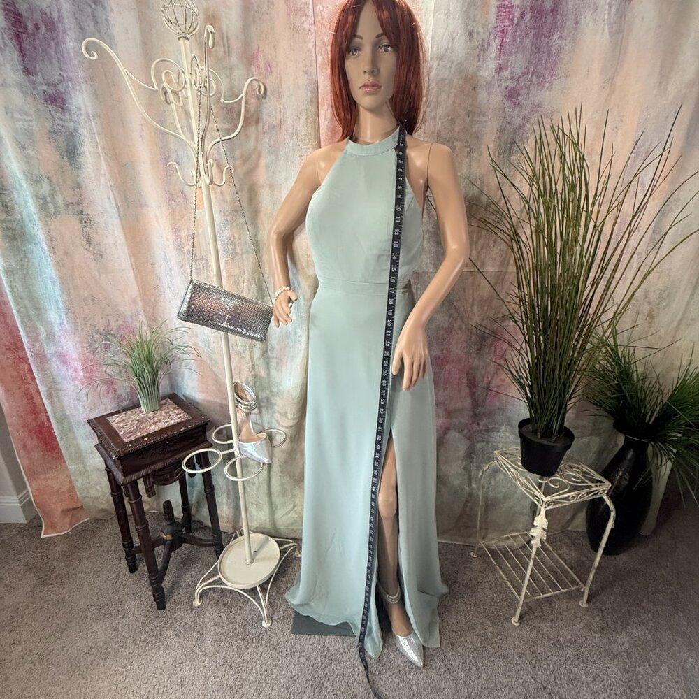 ๐Azazie Elegant Prom - Formal Chiffon Princess Halter Open Back Gown Long Slit - Picture 5 of 16